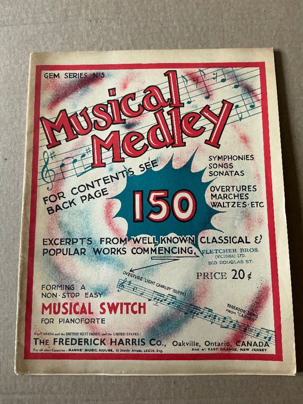 Musical Medley Gem Series 5 1934 Piano Fletcher Bros 20c